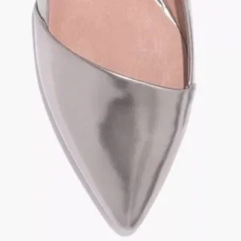 Madewell Shoes Women’s 8.5 Mira Flats Metallic Silver Pointed Toe Asymmetrical - Picture 2 of 10